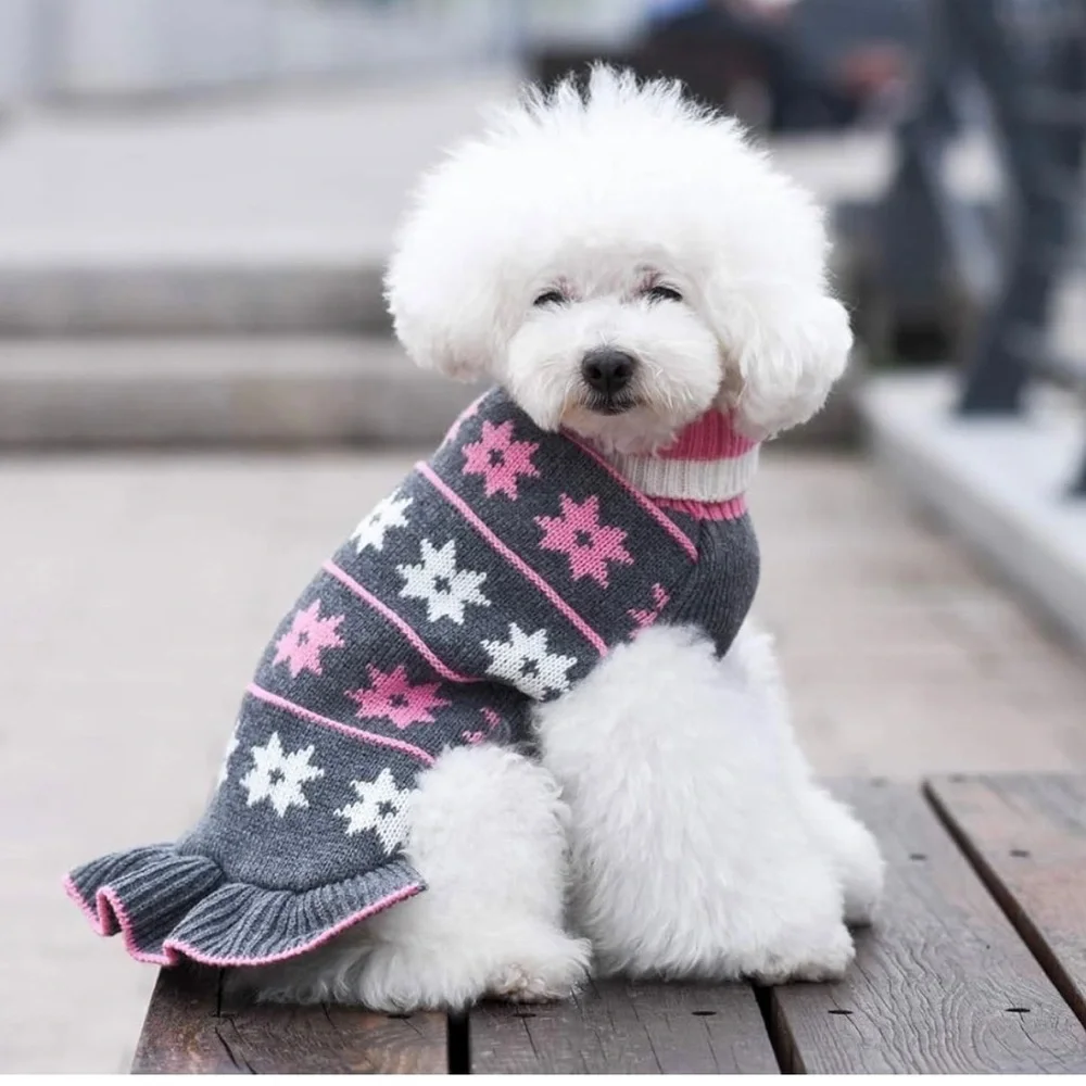 Kyeese Cozy Pink and Gray Dog Sweater